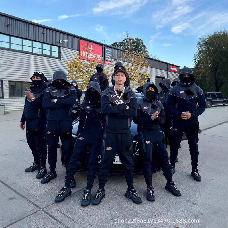 Cross-Border Hook Co-Branded Windbreaker Suit European and American Star Hip-Hop Hooded Sports Casual Jacket Windproof Jacket Trend