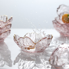 卸売和風家庭用桜皿透明フレーバー皿かわいいソース皿小皿小鉢浸漬皿ガラス皿