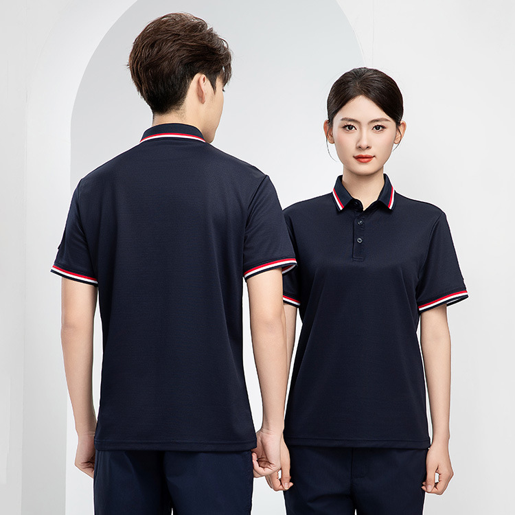 防静电彩边翻领polo衫吸湿排汗四面弹透气男女同款能源石油耐穿