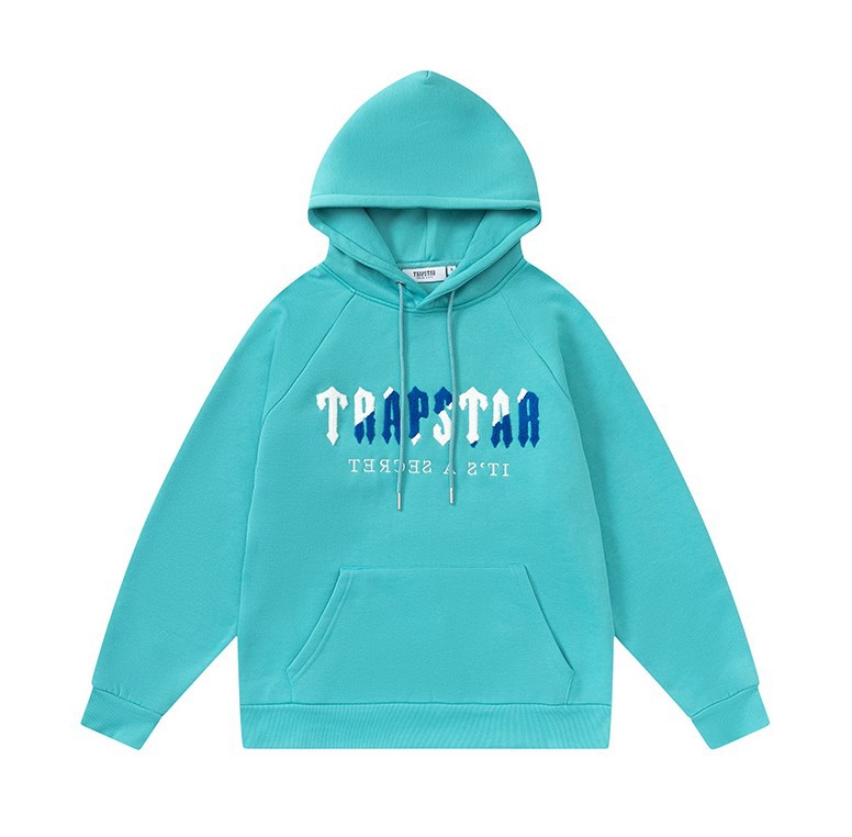 Europa y América Trapstar blue line negro cabeza de tigre toalla bordado más terciopelo con capucha suéter pantalones pantalones casuales