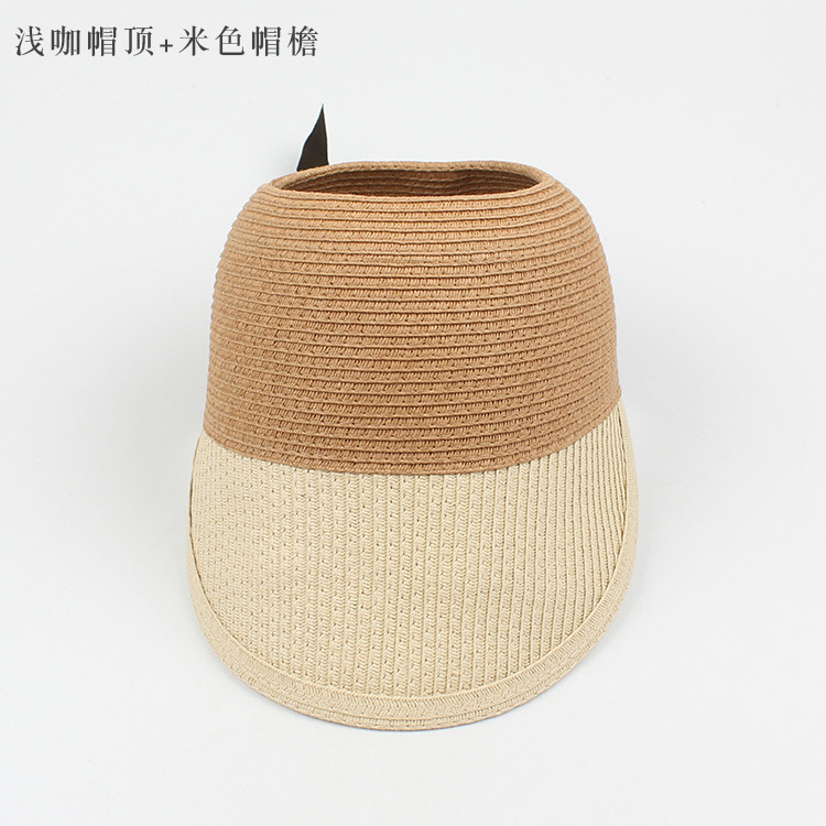Fashion Contrast Color Bow Empty Top Straw Hat display picture 10