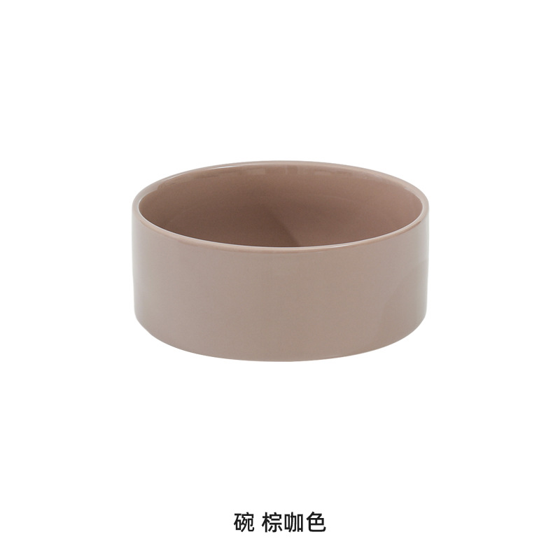 Cuenco de cerámica del perro cuenco doble cuenco de soporte cervical mediano y grande tamaño pequeño cuenco de comida para perros cuenco de agua de madera traje de estante cuenco de perro