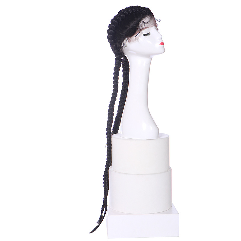 Encaje delantero Trenza de 2 hilos Trenza grande Peluca de moda europea y americana Peluca de encaje delantero negro LW0242