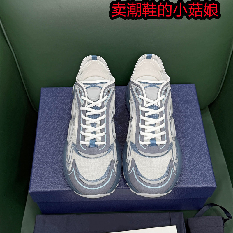 New Style Men's Fashionable, Comfortable, and Versatile Running Sneakers Made of First-Layer Cowhide and Transparent Nylon with Breathable Mesh Fabric
