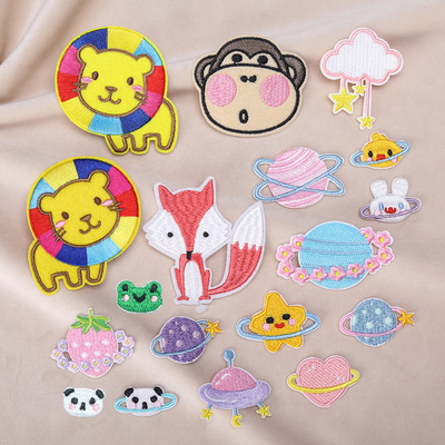 Cartoon Animal Lion Fox Monkey Emelcodery Cloth Stick