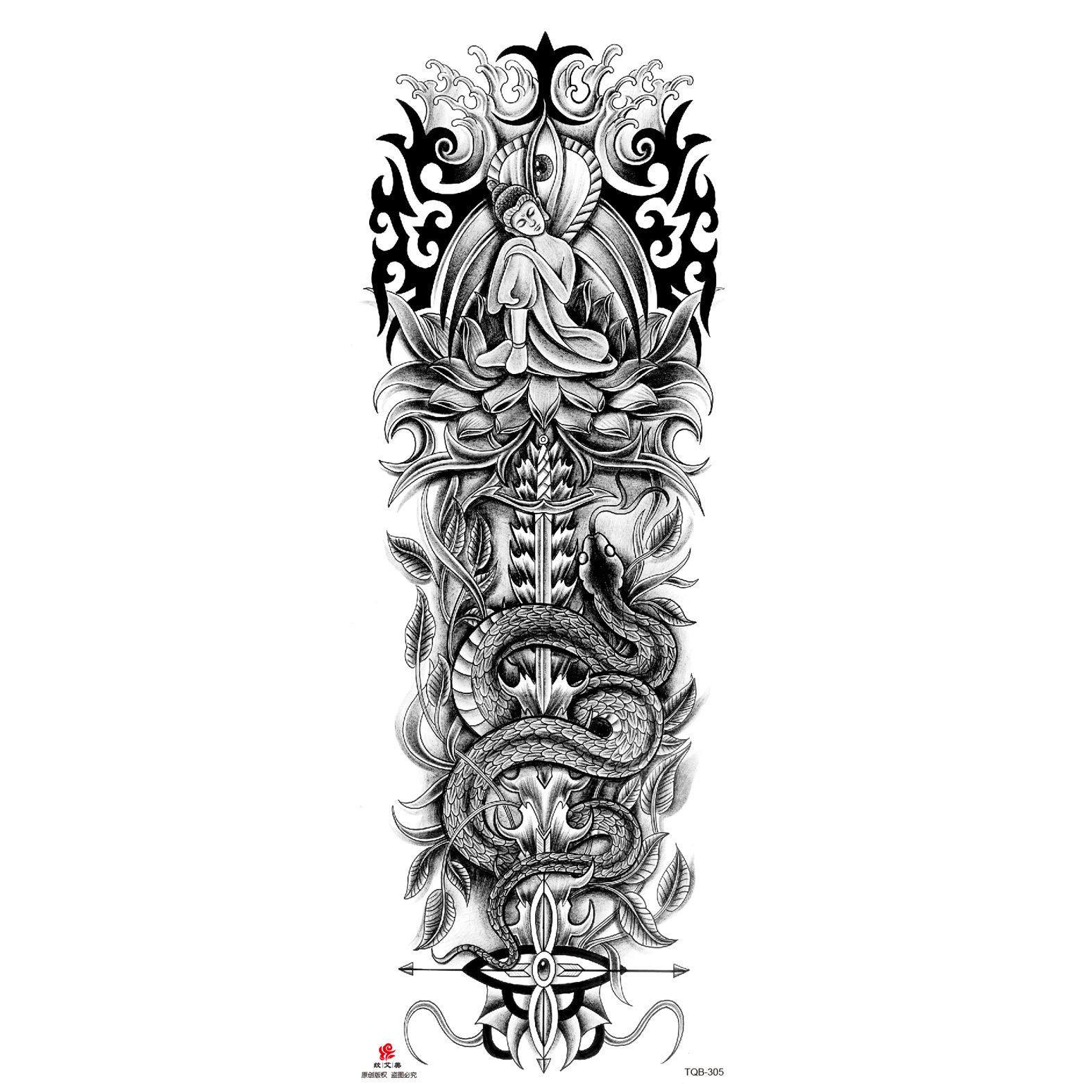 Pegatinas de tatuaje de brazo largo de flor brazo completo tatuaje impermeable tatuaje temporal en stock al por mayor pegatinas de tatuaje de brazo completo