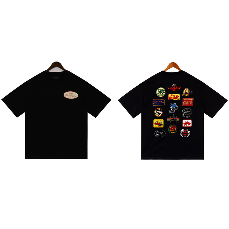 貿易クロスAm新文字クラシックプリント半袖男女同型カップルTシャツiri夏高iri製品タイプ|undefined