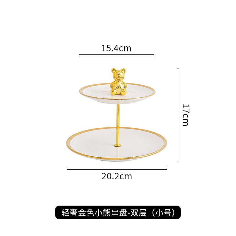 Luz de lujo multicapa de cerámica plato de fruta sala de estar mesa de café hogar plato de fruta recepción postre decoración postre plato de caramelo