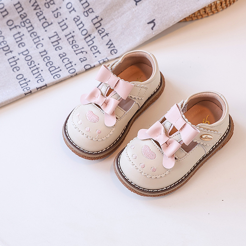Girls' Leather Shoes 2025 Autumn New Korean Style Little Girls Bow Princess Shoes Girls' Single Shoes Soft Sole Anti-Slip