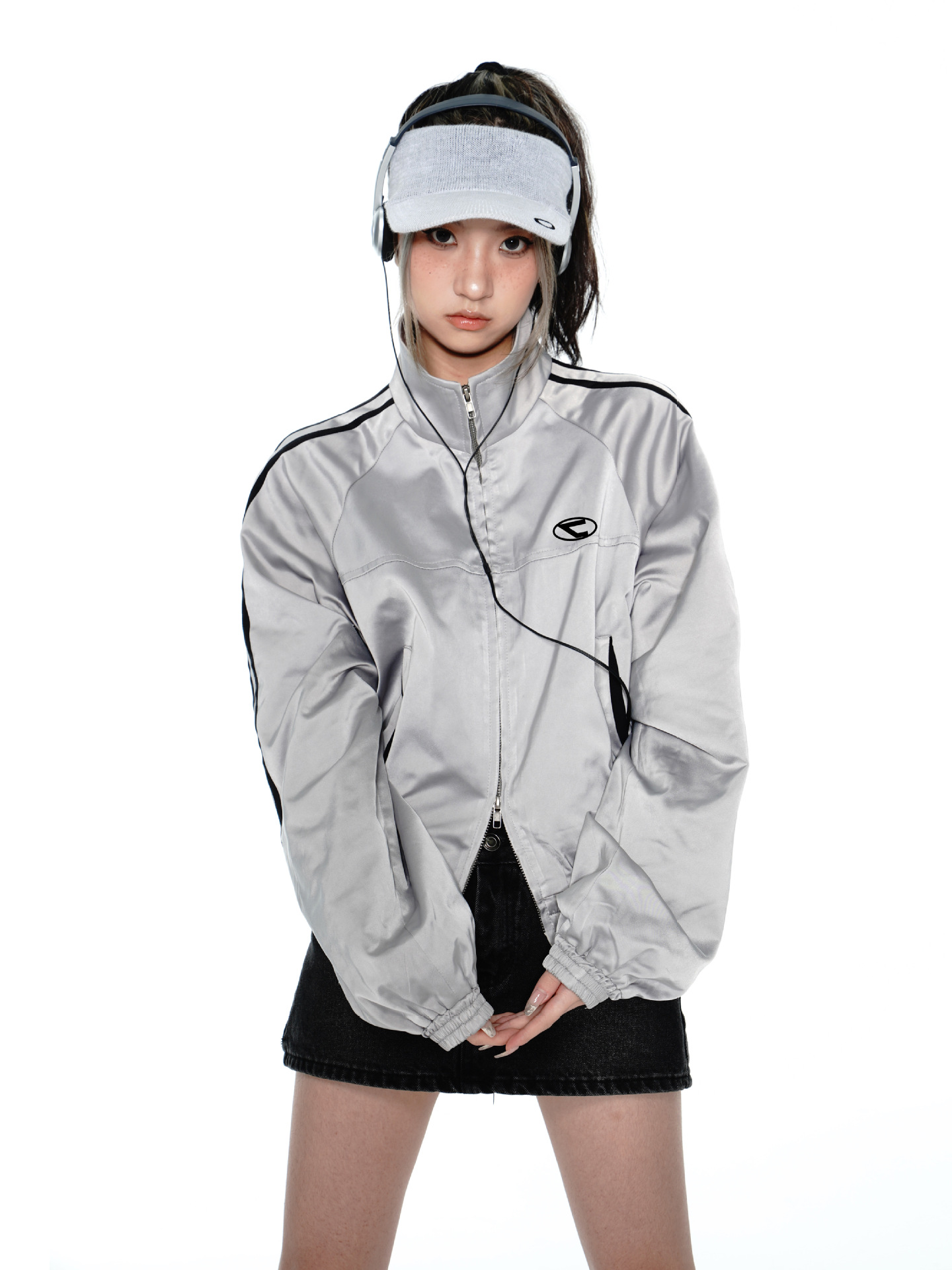Meninas jaquetas streetwear estética todos os jogos duplo zíper coreano moda topos vintage retalhos casacos feminino harajuku
_voghion.com