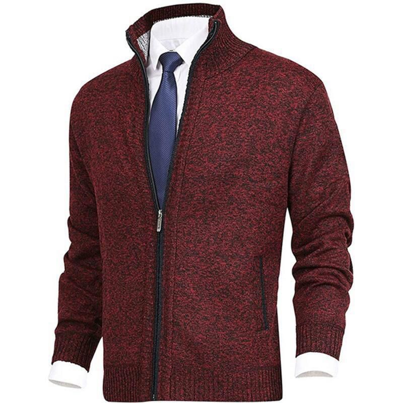 Comercio exterior Amazon tamaño europeo Otoño e Invierno nuevos hombres collar moda cardigan aguja fina suéter abrigo más tamaño suéter hombres