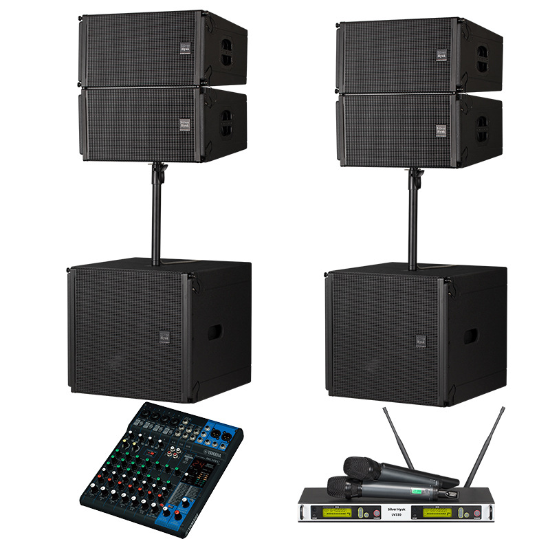 DJ sistema de sonido de disco al por mayor equipo de amplificación de sonido de matriz de línea activa conjunto completo de sonido de escenario activo portátil