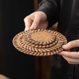 天然椰丝杯垫壶垫手工编织养壶垫茶托铁壶垫干泡盘功夫茶具零配件