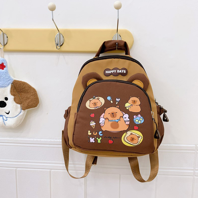 Kapibala nueva mochila escolar para niños de jardín de infantes, niños y niñas, reducción de la carga de ocio, mochila ligera, bolsa de bocadillos de salida