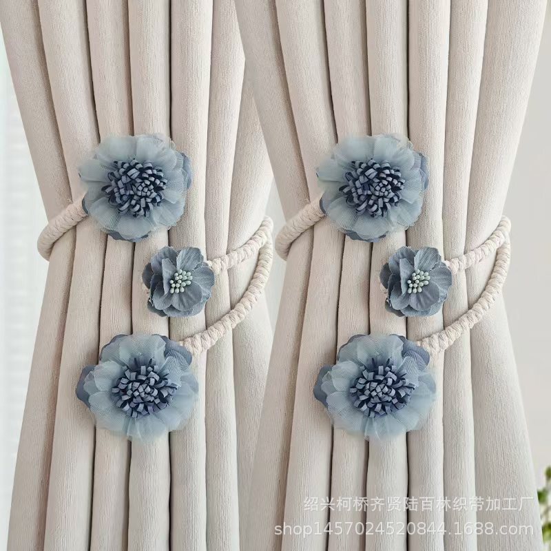 Light Luxury High-End Curtain Straps, Simple and Fresh Flowers, Creative Decorative Gauze Curtain Storage Straps, Curtain Buckle Clips