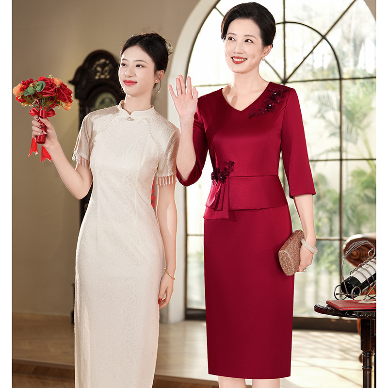 喜婆婆婚宴装高端旗袍年轻女中式婚礼妈妈礼服高贵洋气连衣裙秋款|undefined