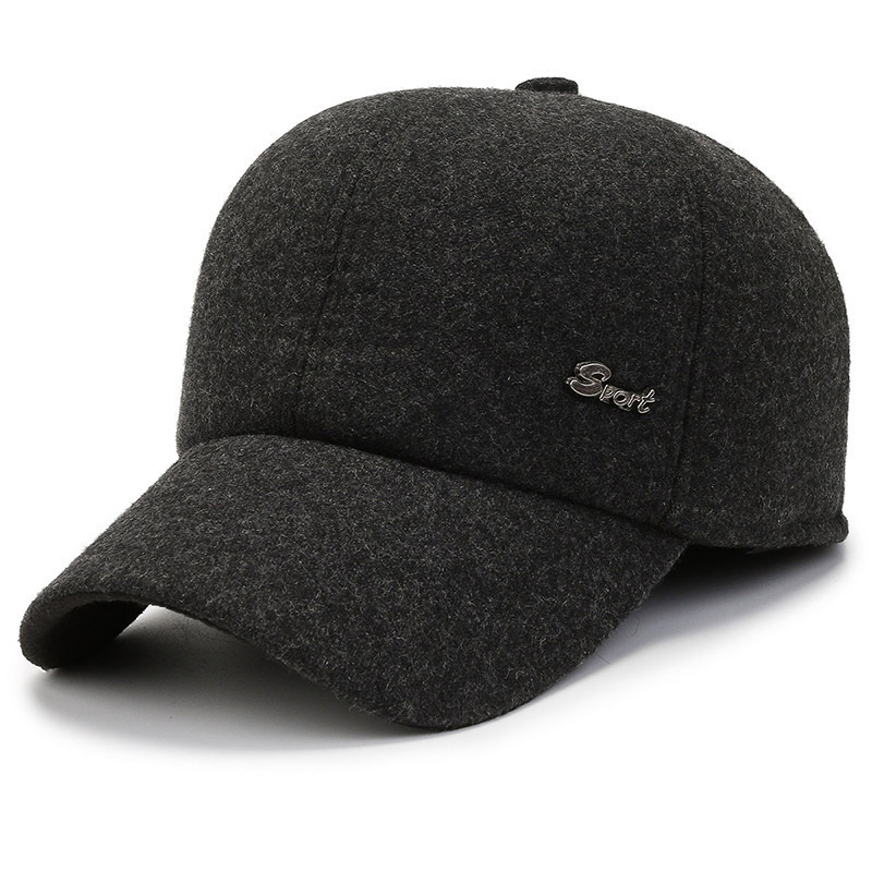 Sombreras de béisbol casuales de mediana edad hombre invierno papá abuelo al aire libre protección de oídos gorra de lengua de pato gorra de algodón grueso