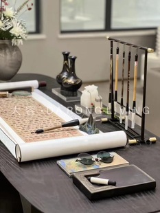 New Chinese-Style Study Desk Calligraphy Theme Combination Set Display Model Room Brush Pen Holder Scroll Inkstone Seal