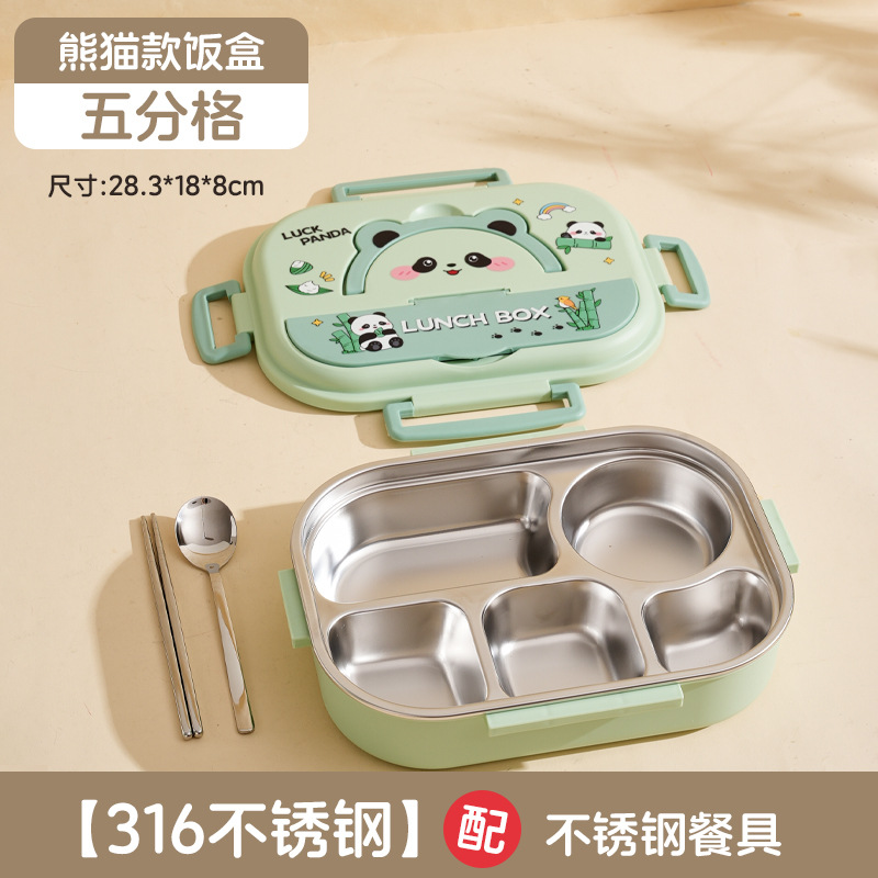 Fiambrera dividida para niños de acero inoxidable, caja de almuerzo portátil sellada a prueba de fugas, dibujos animados lindos, niños, estudiantes, escuela al aire libre