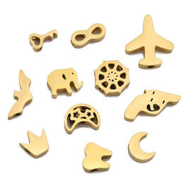 跨境现货DIY饰品配件卡通动物韩版简约不锈钢耳饰项链配件耳饰ins