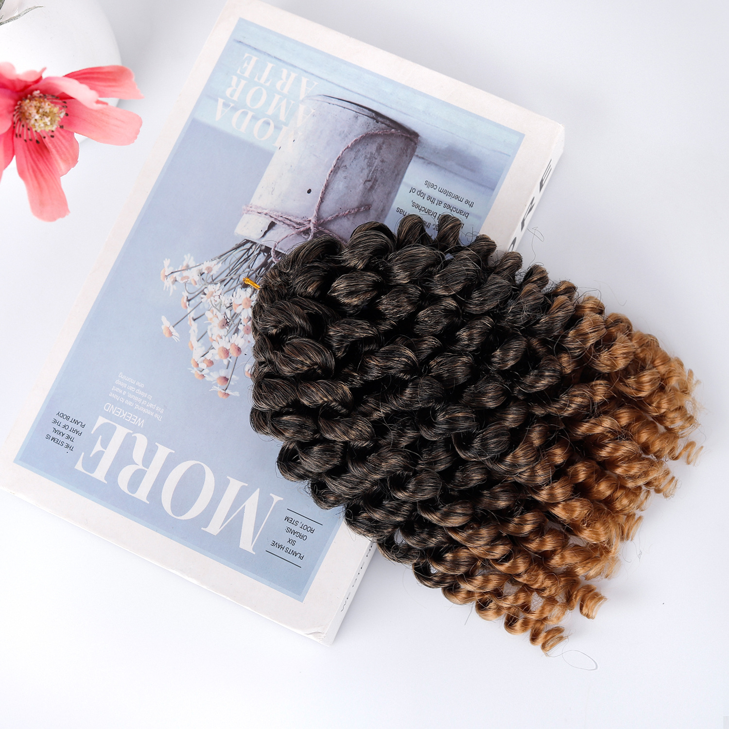 Extensiones de Cabello Crochet para Trenzas 20 Tiras de 8 Pulgadas Seda Sintética