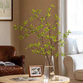 仿真绿植叶子石榴叶干树枝客厅绢花仿真花摆件假花仿真花造景