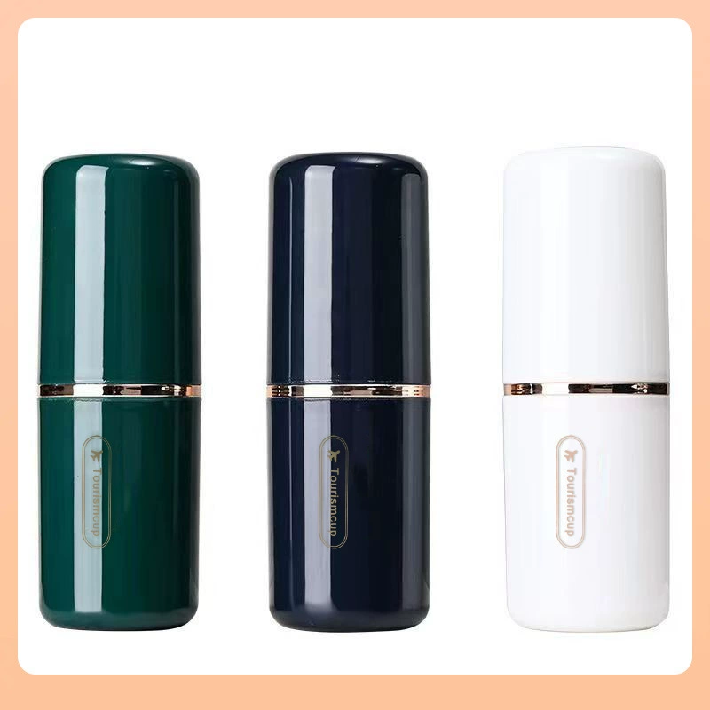 Three-in-one travel mouthwash bottle: handheld with toothbrush & toothpaste storage, light-luxury design—White/Green/Dark Blue