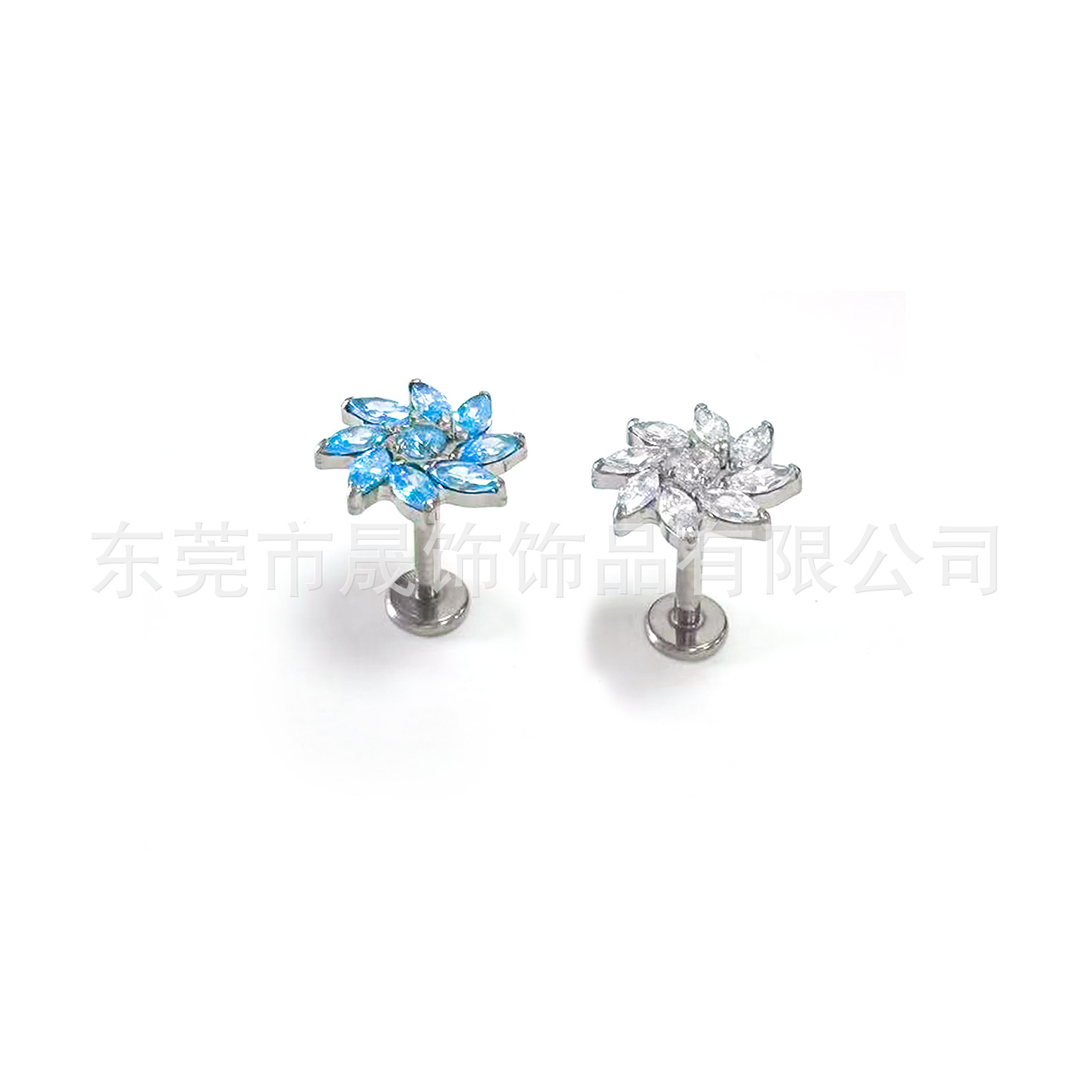 F136 Titanium 旋转风车 Ear Stud Flower Ring 型 Helix Cartilage Stud G23 Implant Grade Titanium Cubic Zirconia Labret Stud Tongue Barbell Piercing Jewelry