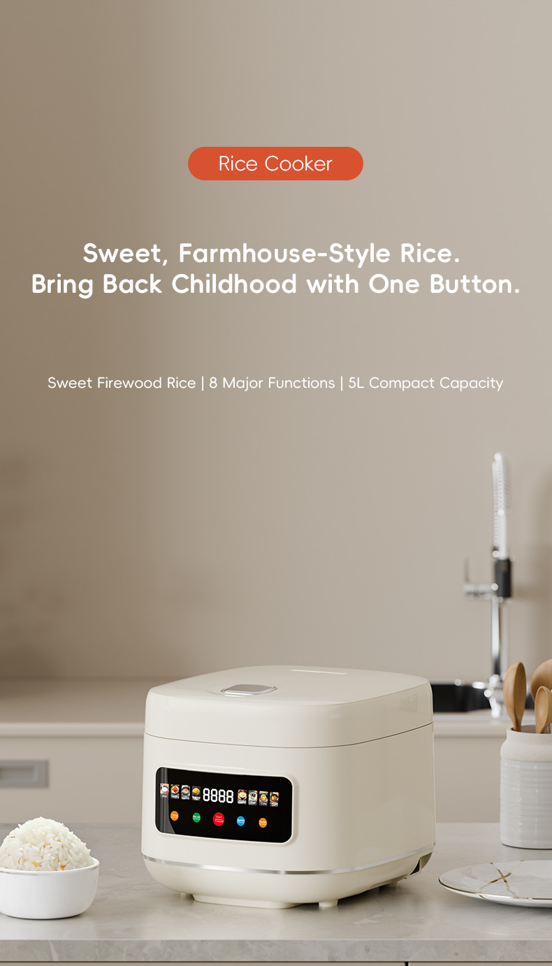 Reiskocher Cross-Border 5L Großes Fassungsvermögen Haushalts-Smart-Touchscreen Reservierung Multifunktions-Reiskocher_voghion.com