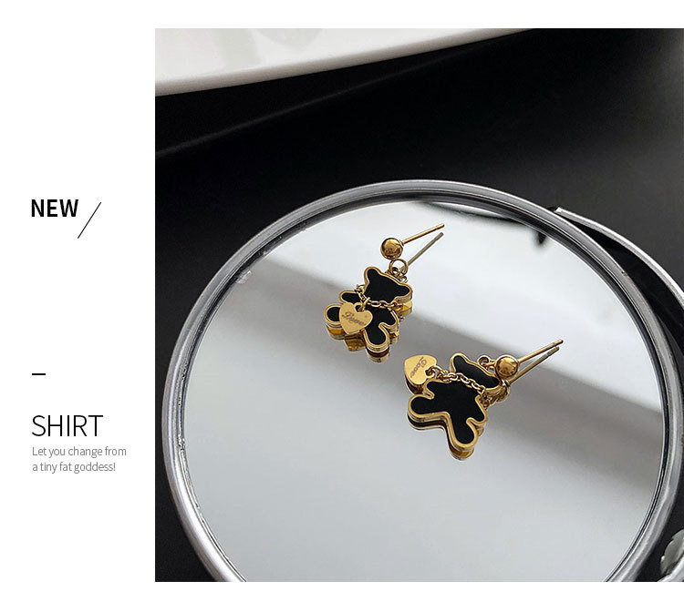 Fashion Bear Titanium Steel Plating Earrings 1 Pair