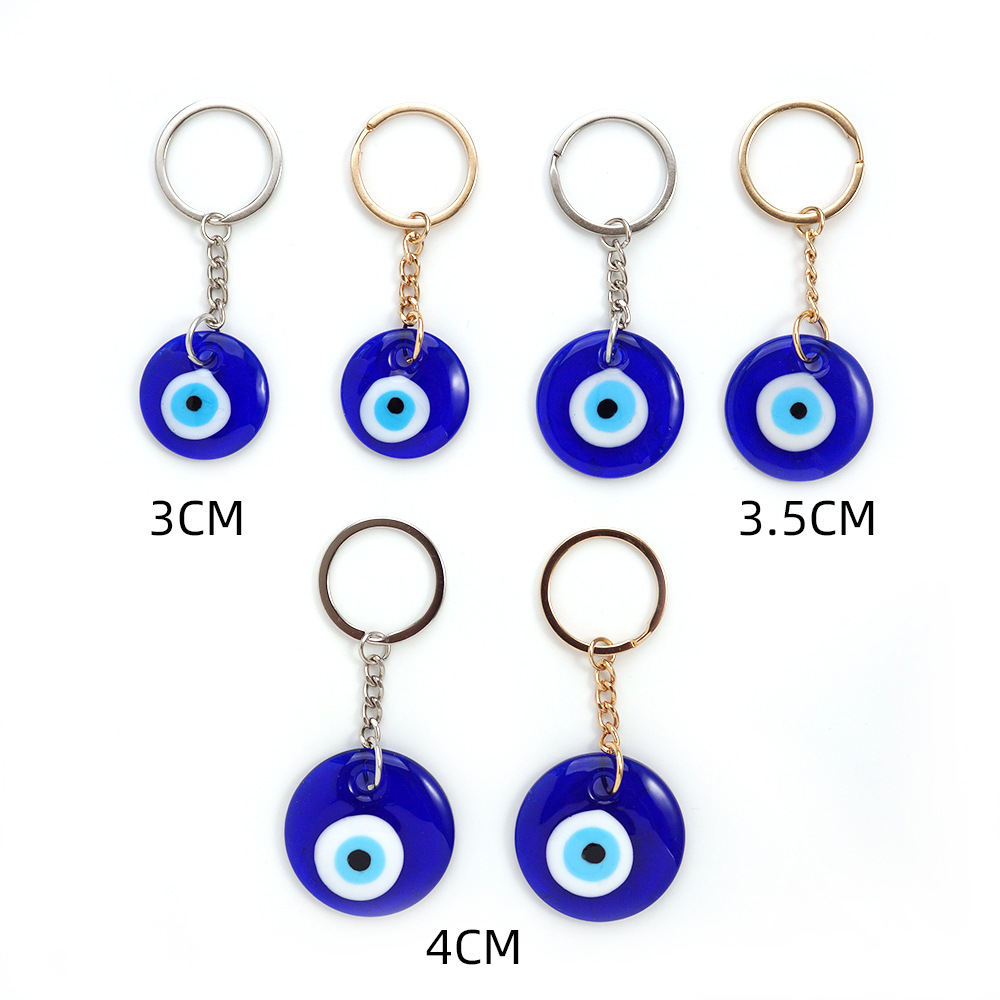 Devil's Eye Glass Keychain Turkish Blue Eye Pendant Source Factory Cross-Border Hot Selling Small Accessories Wholesale