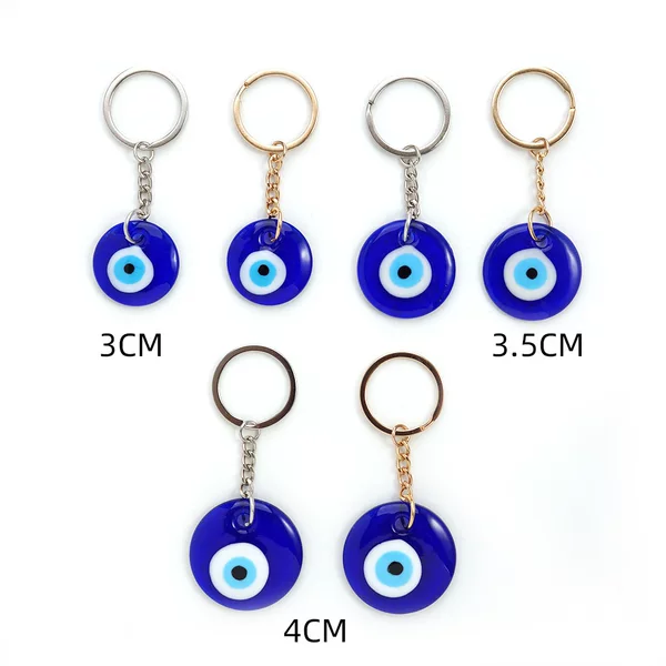 Devil's Eye Glass Keychain Turkish Blue Eye Pendant Source Factory Cross-Border Hot Selling Small Accessories Wholesale