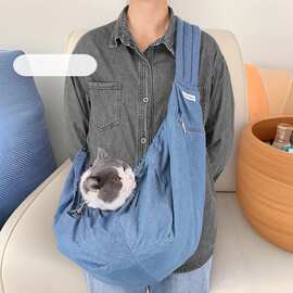26跨境新款冬季牛仔宠物包单肩包户外猫狗背包宠物外出斜挎胸前包
