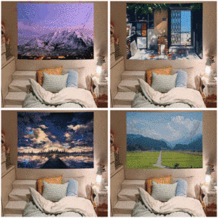 Street Sea Decorative Cloth Rental House Home Decorative Photography Background Cloth Decorative Bedroom Tapestries Pink Castle