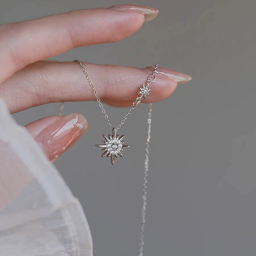 Подсолнух кулон ожерелье женский простой ниши легкий экстравагантный дизайн высокого уровня снежинка изысканная сладкая крутая цепочка ключицы новый