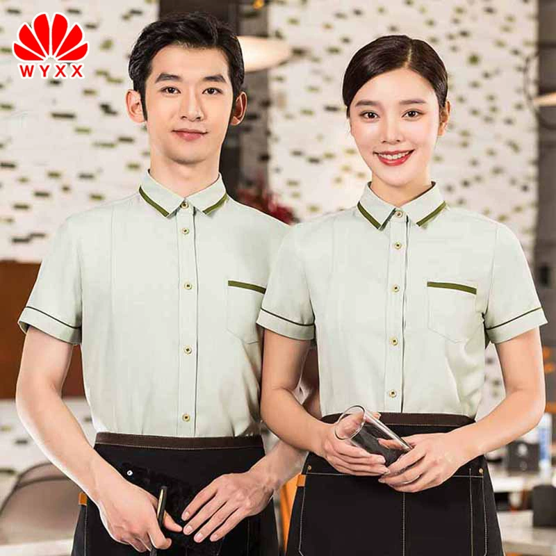Комбинезон официанта Рубашка с короткими рукавами Кейтеринг Отель Кафе Горячий горшок Торт Магазин Инструменты Высококачественный модный темперамент