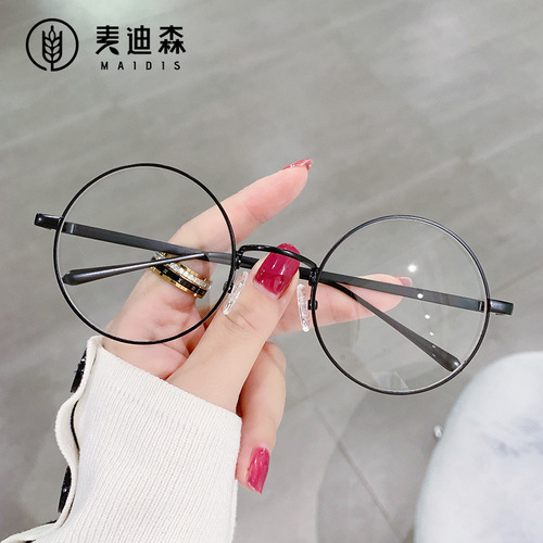 Jet 8063 round frame large frame metal anti-blue light Japanese myopia frame couple glasses student glasses