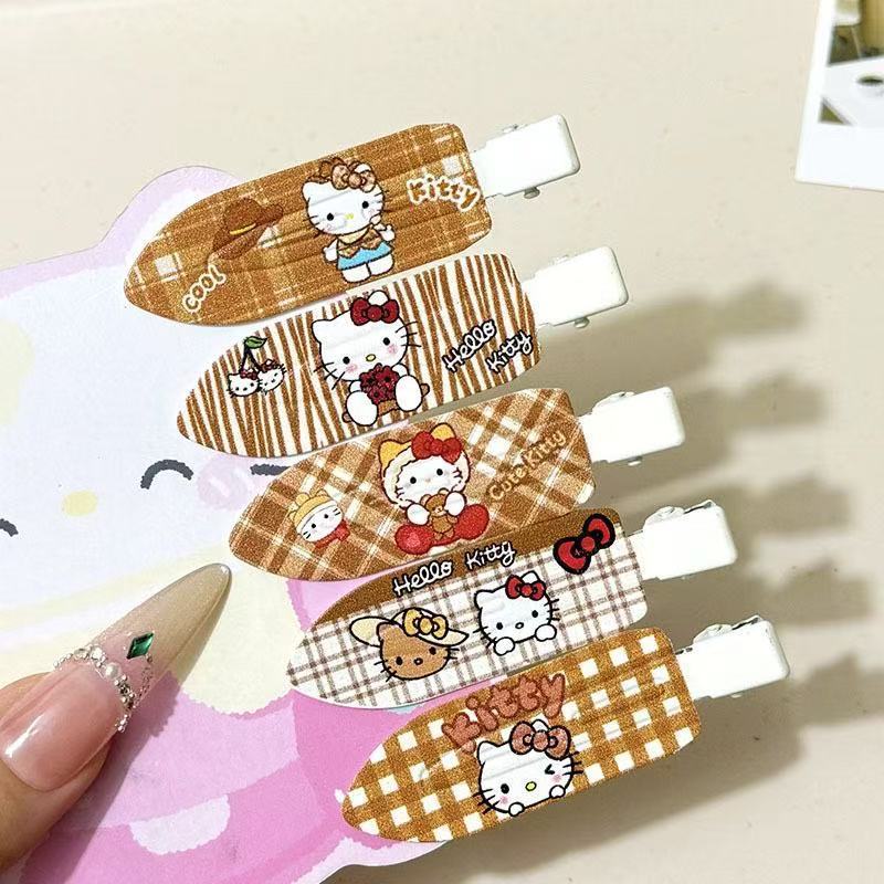 Sweet Cool Retro Grid Cat Hairpin sin rastros Clip lateral Clip dulce Clip de boca de pato Clip de cabello para niños toque de cabello