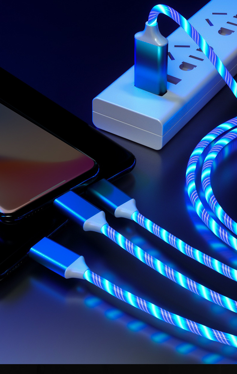 Streamer veri teleferiği hızlı şarj Apple tipi-c Android cep telefonu için uygun bir ila üç arası şarj kablosu orijinal ışıklı
