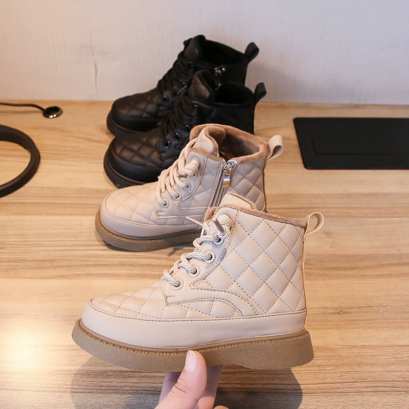 Детские сапоги для девочек 2025: осенне-зимние утепленные флисовые стильные короткие сапоги, детская обувь, большие утепленные зимние сапоги на толстой подошве