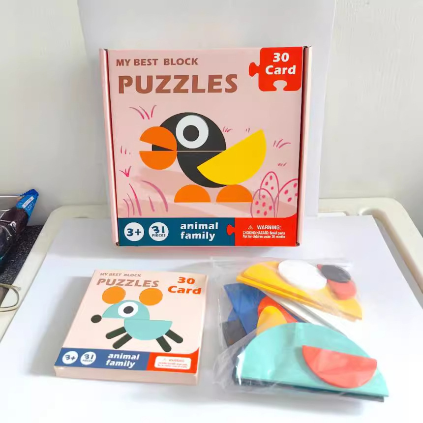 Niños Montessori diversión geométrica rompecabezas creativo rompecabezas educación temprana desarrollo pensamiento preescolar iluminación juguetes de madera