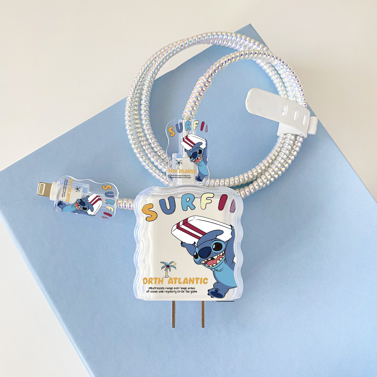 Apple 20w-A32 스티치 오버레이 헤드기어 + 물결선 클립 + 1m 레이저 흰색 로프 + 흰색 스트랩