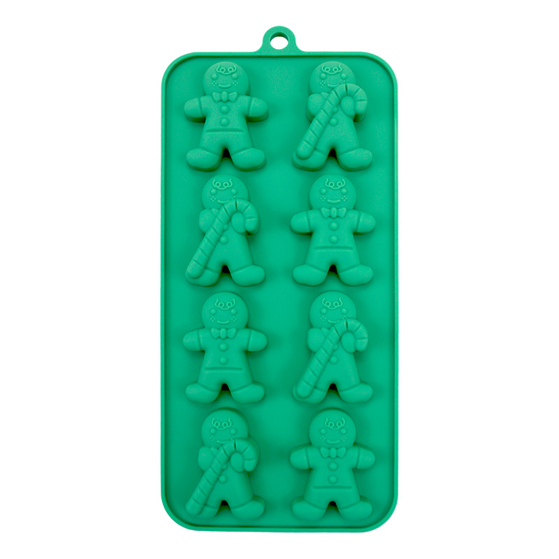 Nuevos productos transfronterizos Papá Noel árbol de Navidad galletas hombre chocolate molde de silicona 6 un molde en stock
