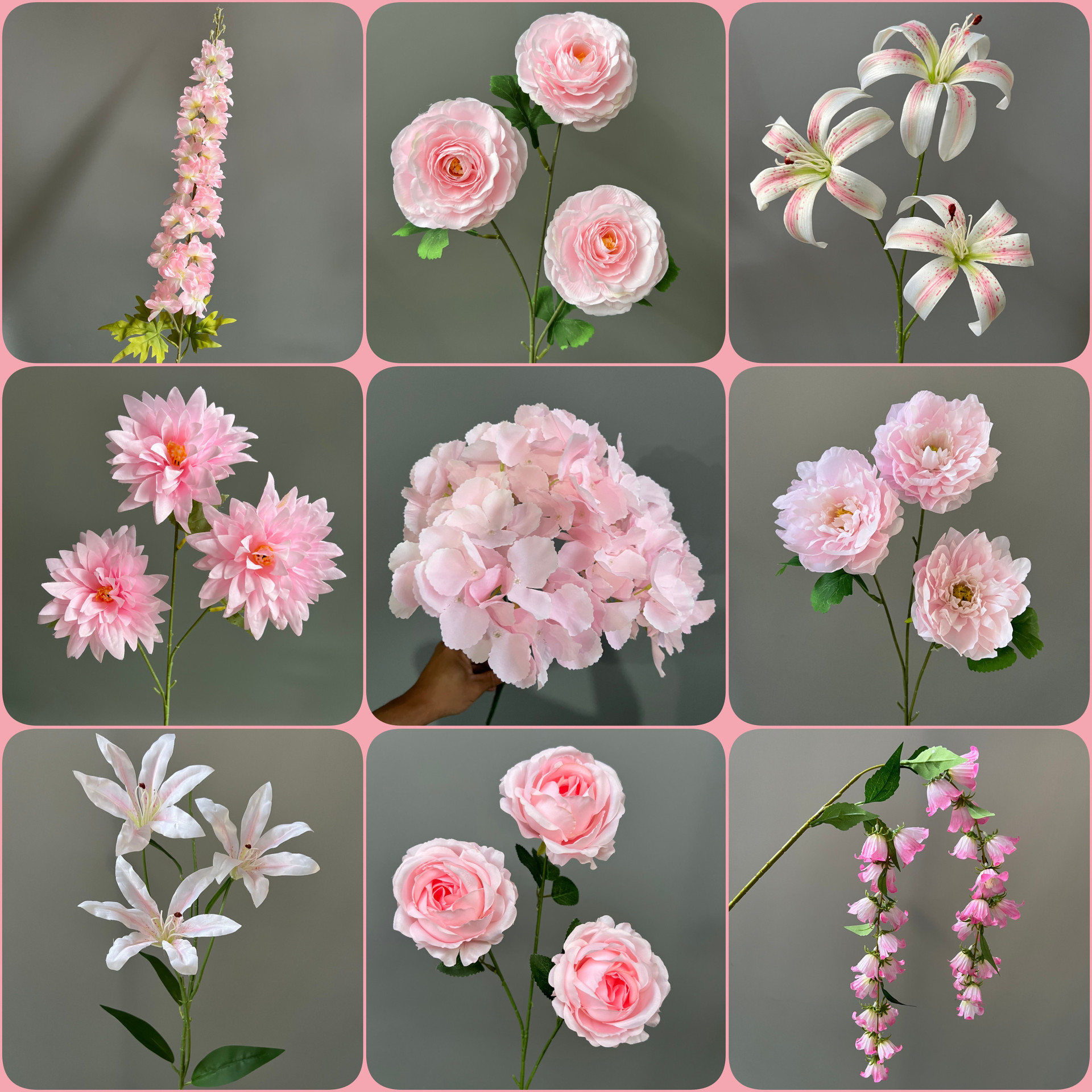 粉色系仿真花材婚礼装饰吊顶墙花卉排花路引花拱门花玫瑰婚庆花艺