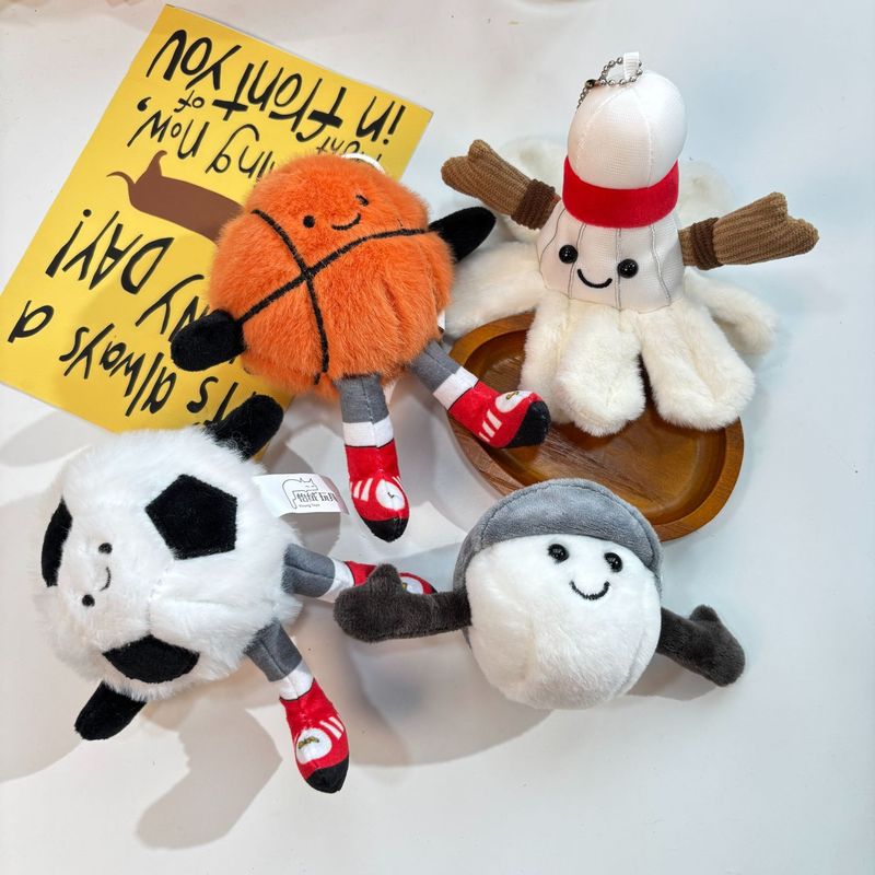 かわいいバスケットボールとサッカーの小さなペンダントぬいぐるみ人形バドミントンスポーツバッグペンダントキーホルダー人形|undefined