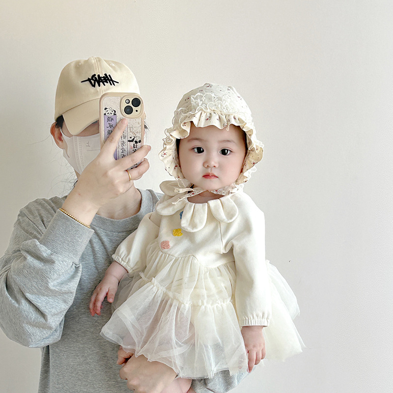 Sombreros para bebés coreanos primavera y otoño delgados sombreros de puerta de chimenea sombreros de corte para bebés pequeños meses de algodón sombreros