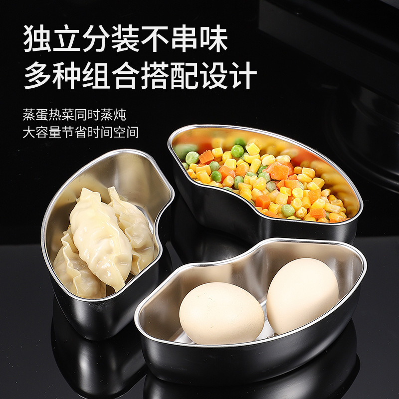 Placa de vapor de acero inoxidable en forma de ventilador para cocina dividida para hogar cocina arroz cocina de vapor huevo al vapor caja de vapor de agua