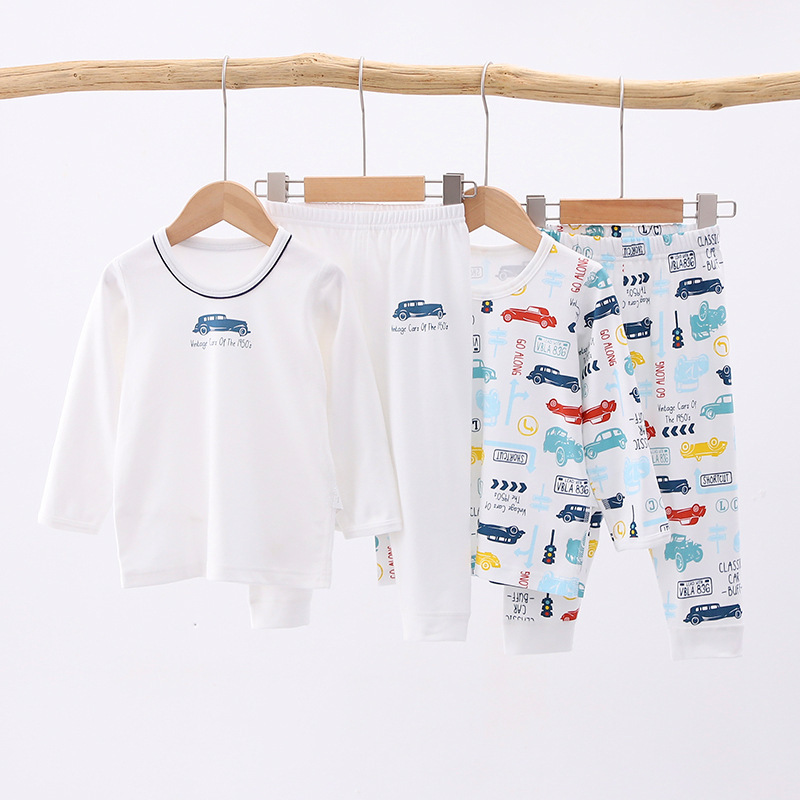 New Style Seamless Brushed Thickened Children's Boys' Long-Sleeve Long-Pants Autumn Clothes and Pants Base Layer Cotton Set