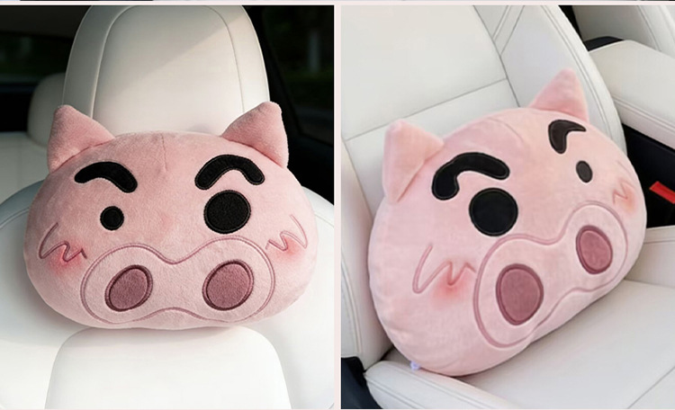 2026 New Cartoon Piggy Coarse Linen Car Seat Cushion, Universal for All Seasons, Multi-Piece Set for Single Seat, Original Factory Direct Shipment