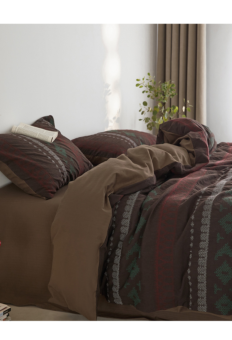 Conjunto de cama nórdico acolchoado fair isle em algodão_voghion.com